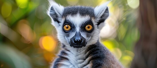 A Curious Ring-Tailed Lemur Gazing Through the Forest