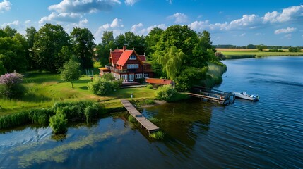 Obraz premium A house by the river