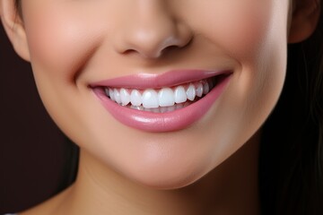 Fototapeta premium Close up of a woman's smile with perfect white teeth.