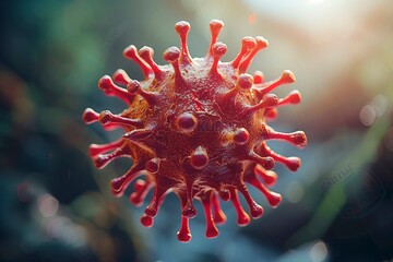 Cold virus close-up, illness prevention, sickness, winter flu, virus with copy space