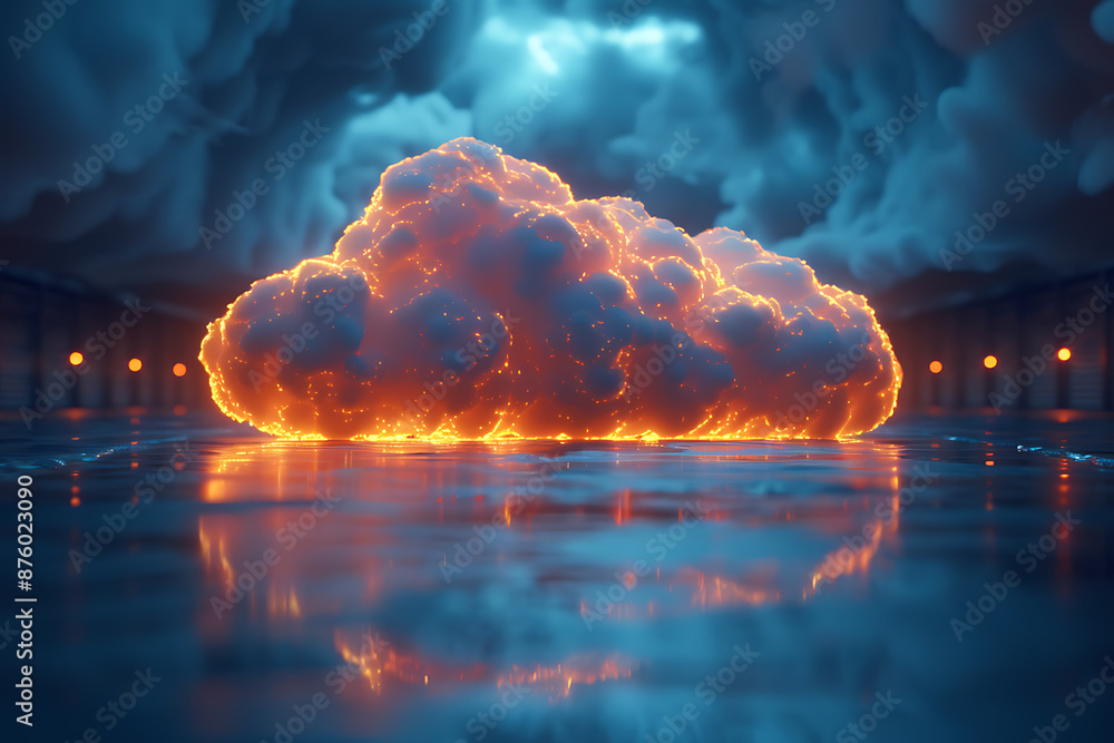 Aufkleber realistic cloud computing platforms on digital canvas