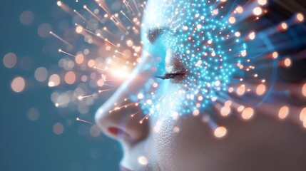 Mental Wellness head with a serene light effect