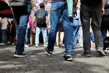 crowd of people walking