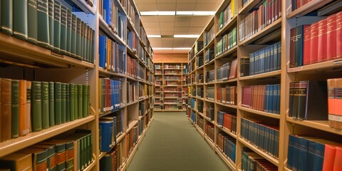 Fototapeta premium Focused Library Shelves in a Modern Setting