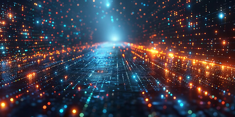 Fototapeta premium Algorithm Visualization on Technology Backdrop