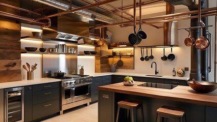 modern kitchen interior with kitchen
