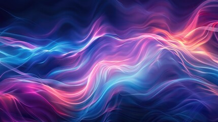 Obraz premium Abstract horizontal background with a neon blue strip wave texture