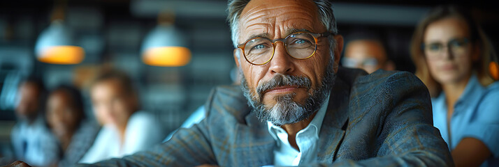 Elderly Business Leader Collaborates with Diverse Team