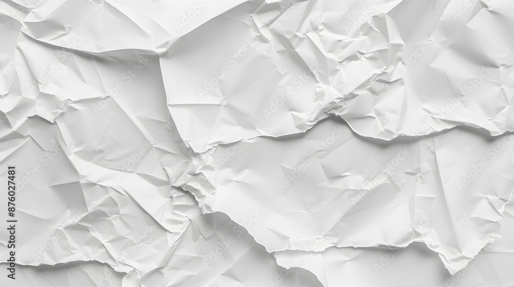 Poster white paper sheet texture background with crumpled wrinkled and rough pattern, empty blank paper pag