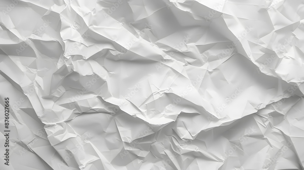 Poster white paper sheet texture background with crumpled wrinkled and rough pattern, empty blank paper pag