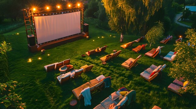 Lawn with an open-air cinema
