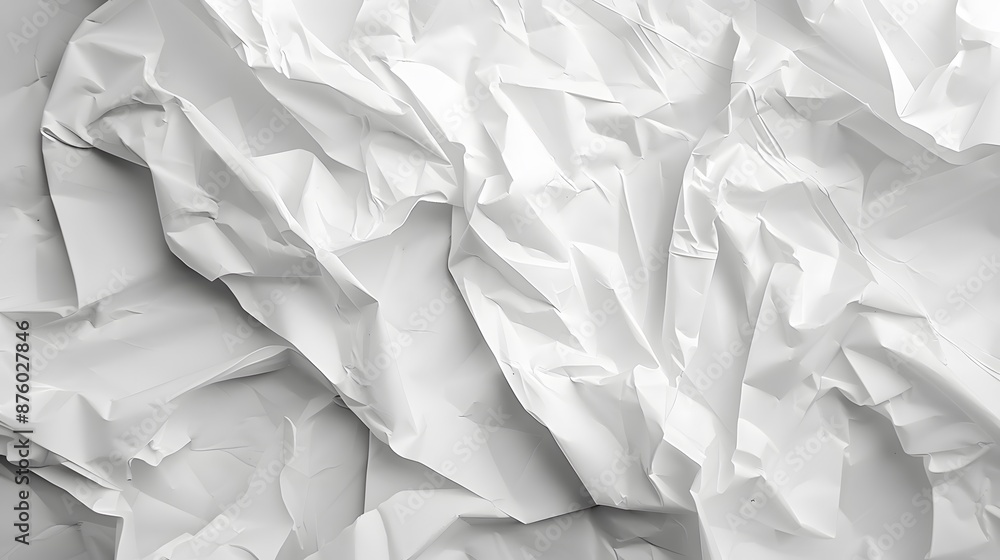 Poster white paper sheet texture background with crumpled wrinkled and rough pattern, empty blank paper pag