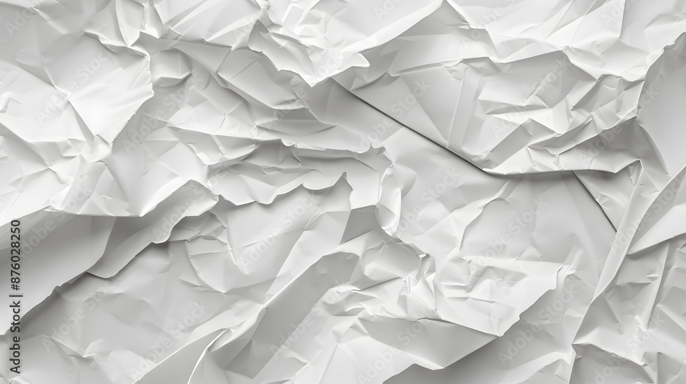 Poster white paper sheet texture background with crumpled wrinkled and rough pattern, empty blank paper pag