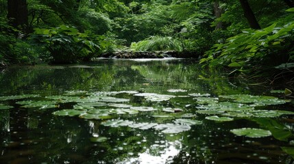 Tranquil ponds reflecting tranquil surroundings