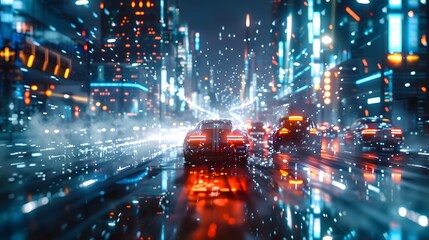 Obraz premium Seamless Integration of 5G Technology in Autonomous Vehicles on Urban Streets