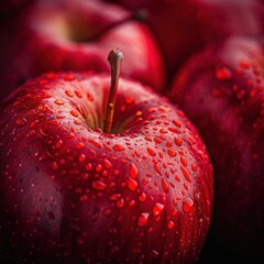 Close-Up of a Red Apple With Water Drops
