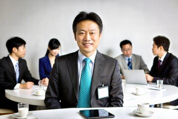 Confident Asian Businessman Networking at Conference
