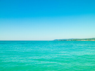 Fototapeta premium Blue water of Tyrrhenian sea in Vada, Tuscany, Italy.
