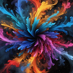 Obraz premium Explosión de Color en Arte Digital Vibrante