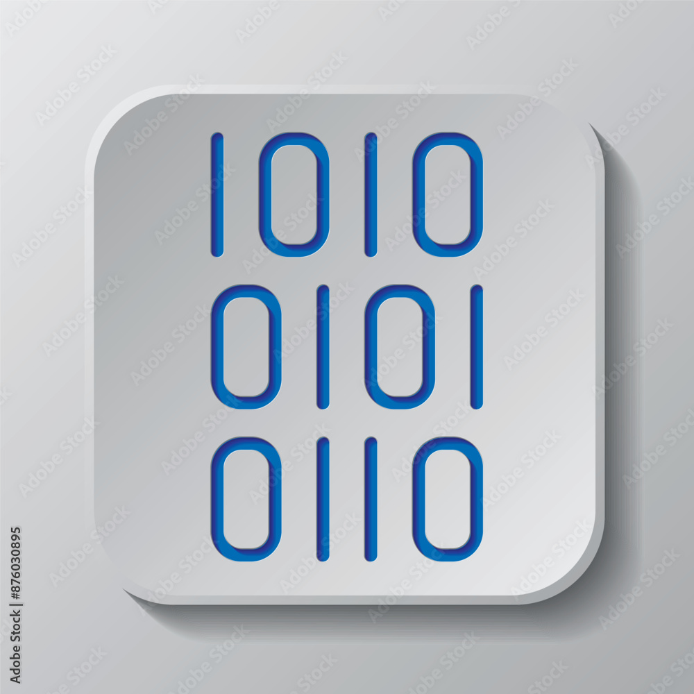 Poster coding simple icon vector. flat design. paper cut design. cutted blue symbol with shadow. gray badge
