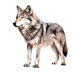 Obraz premium Side view of grey wolf png, Ai Generated