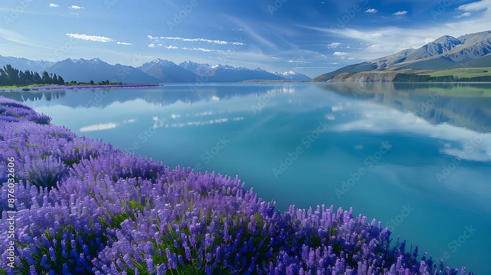 Wall mural lake tekopo in new zealand