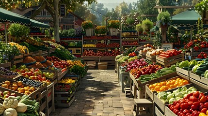 Fototapeta premium Vibrant Organic Food Market Embracing Sustainability and Health in Retail