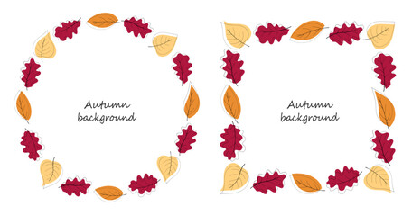 Set of autumn frames, backgrounds with autumn leaves.