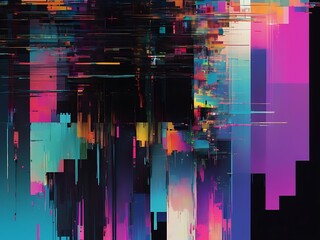 Glitch art background with abstract shapes and pastel tones , glitch art, abstract,
