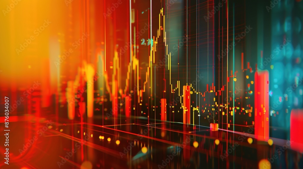 Poster financial adjustment abstract visualization with space for text overlay