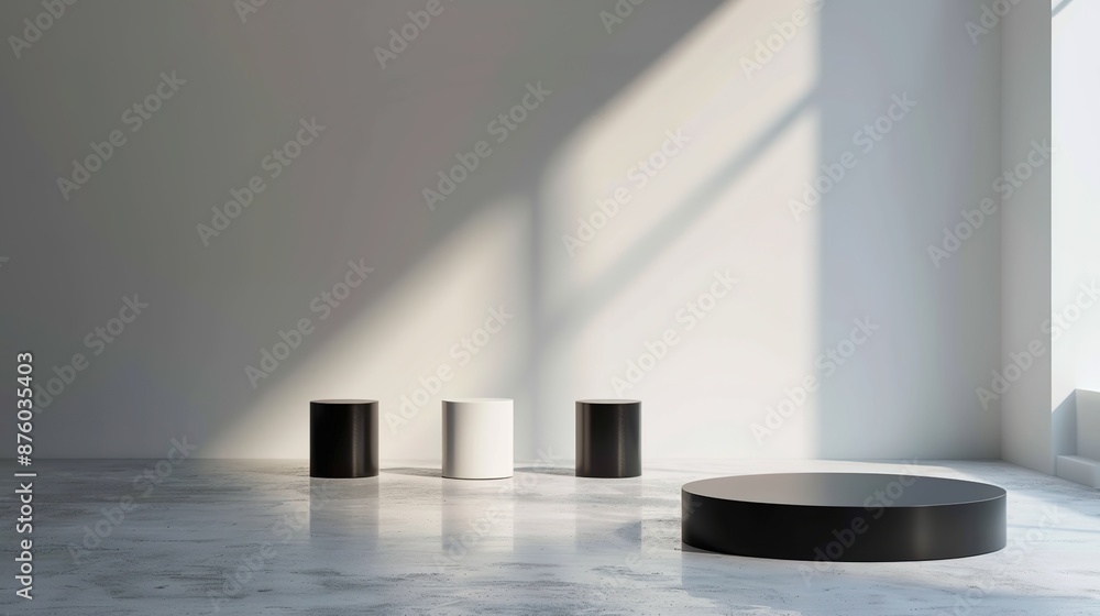Poster modern product display podiums in minimalist setting