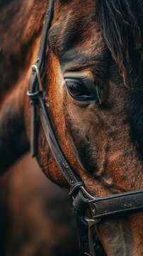 Close-Up of Horse's Eye and Bridle