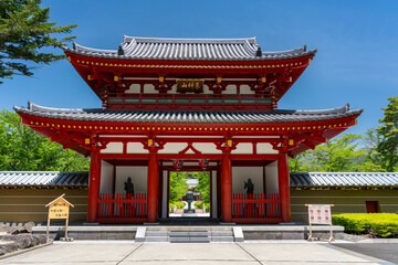 Fototapeta premium 初夏の蓼科山 聖光寺山門