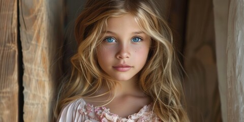 Fototapeta premium Young Girl With Blue Eyes Portrait