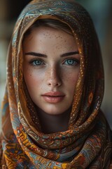 Woman Wearing Scarf Portrait