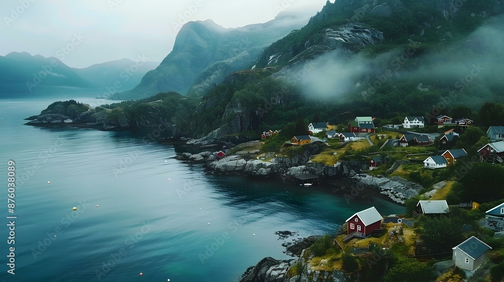 Wall mural the fjords of norway feature deep blue picture