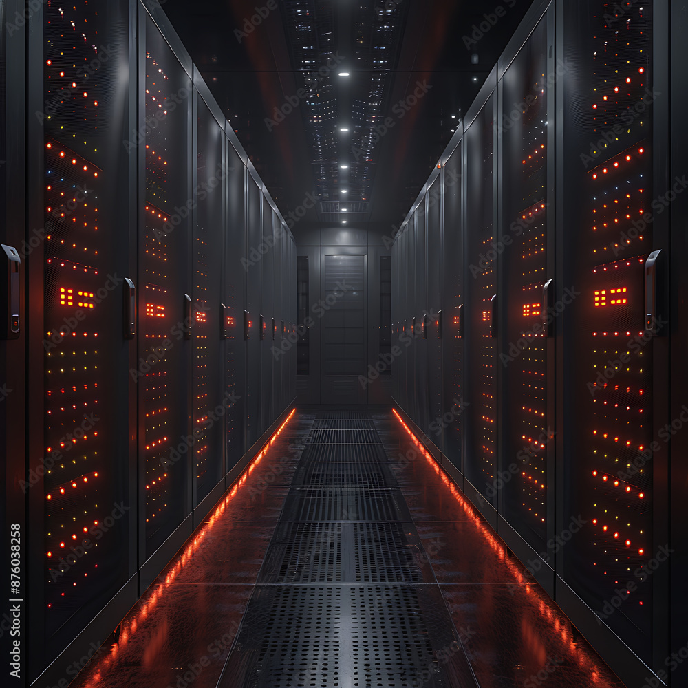 Poster minimalist server racks with text overlay