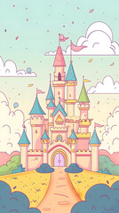 Cute castle illustration | High Quality | Wallpaper	