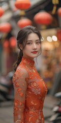 Vietnamese Woman in Traditional Dress