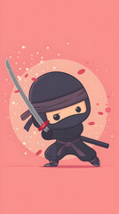 Cute ninja illustration | High Quality | Wallpaper	