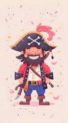 Cute pirate illustration | High Quality | Wallpaper	