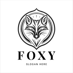 Mystical Fox Logo Vector with Captivating Black and White Design