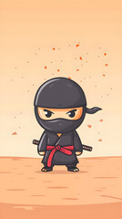 Cute ninja illustration | High Quality | Wallpaper	