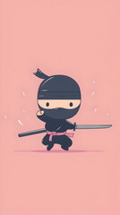 Cute ninja illustration | High Quality | Wallpaper	