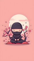 Cute ninja illustration | High Quality | Wallpaper	