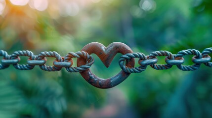 Obraz premium Unbreakable Bond Heart-Shaped Chain Symbol of Love, Devoted Union, and Enduring Connection, A Symbol of Forever