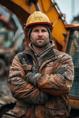 Obraz premium Construction Worker Posing at Site