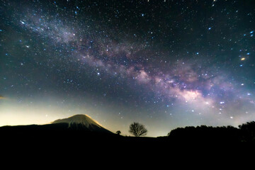 朝霧高原 富士山と天の川