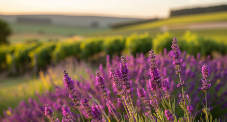 Naklejka premium Lavender Fields in Morning Light 