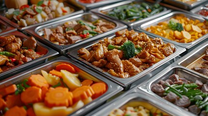 Obraz premium A buffet with fried vegetables picture